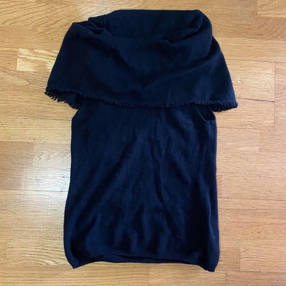 Minnie Rose Cashmere Capsule Wardrobe Minimalist Fray Off Shoulder Career Sweat… - Picture 1 of 5